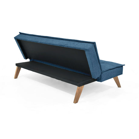 Sofá Cama Morrison Azul y Matiz Caoba 174x80cm de Tres Puestos Reclinable sin Apoya Brazos - SOFAS Y POLTRONAS | Bylmo