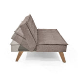 Sofá Cama Morrison Taupe y Matiz Caoba 174x80cm de Tres Puestos Reclinable sin Apoya Brazos - SOFAS Y POLTRONAS | Bylmo