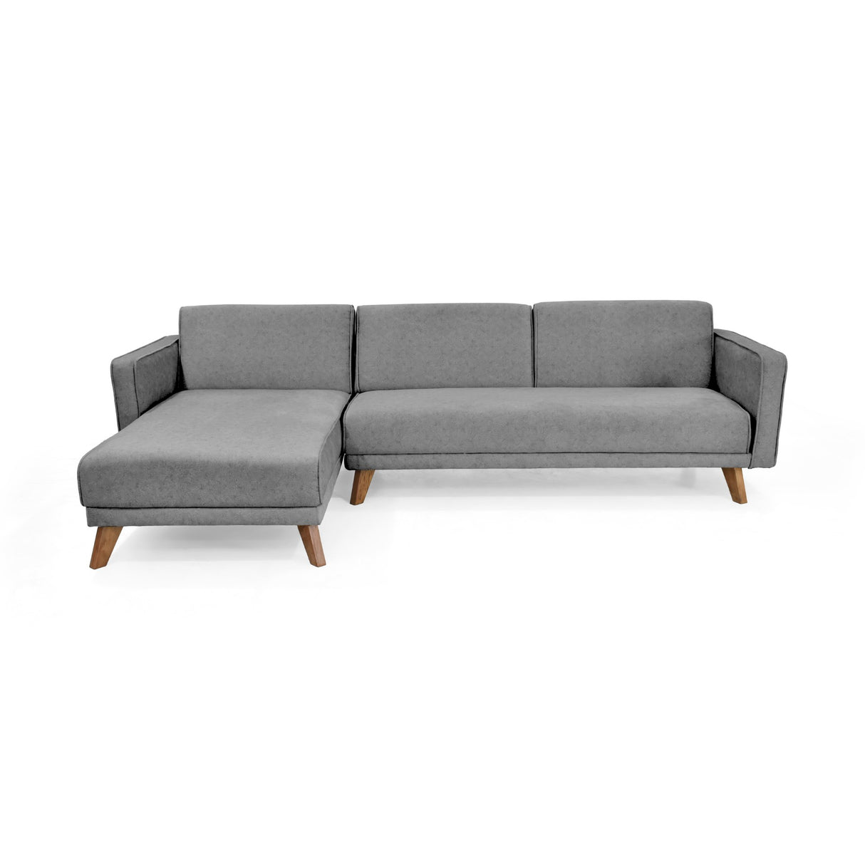 Sofá Cama en L Derecha Chelsea Gris y Matiz Caoba 175x76cm de Dos Puestos Reclinable con Apoya Brazos - SOFAS Y POLTRONAS | Bylmo