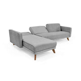 Sofá Cama en L Derecha Chelsea Gris y Matiz Caoba 175x76cm de Dos Puestos Reclinable con Apoya Brazos - SOFAS Y POLTRONAS | Bylmo