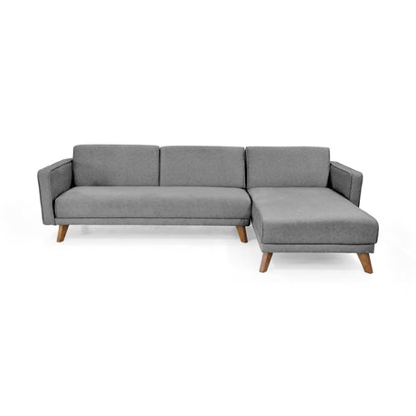 Sofá Cama en L Izquierda Chelsea Gris y Matiz Caoba 175x76cm de Dos Puestos Reclinable con Apoya Brazos - SOFAS Y POLTRONAS | Bylmo