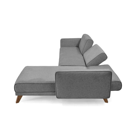 Sofá Cama en L Izquierda Chelsea Gris y Matiz Caoba 175x76cm de Dos Puestos Reclinable con Apoya Brazos - SOFAS Y POLTRONAS | Bylmo