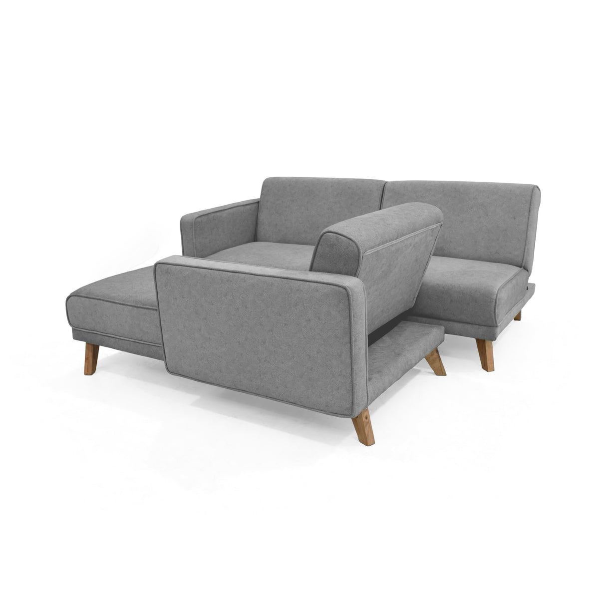 Sofá Cama en L Izquierda Chelsea Gris y Matiz Caoba 175x76cm de Dos Puestos Reclinable con Apoya Brazos - SOFAS Y POLTRONAS | Bylmo