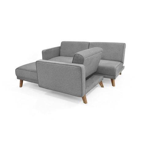 Sofá Cama en L Izquierda Chelsea Gris y Matiz Caoba 175x76cm de Dos Puestos Reclinable con Apoya Brazos - SOFAS Y POLTRONAS | Bylmo