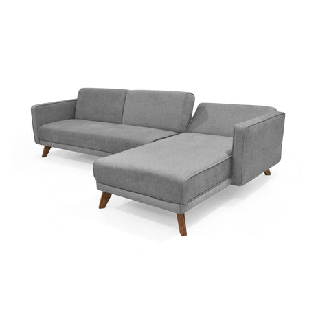Sofá Cama en L Izquierda Chelsea Gris y Matiz Caoba 175x76cm de Dos Puestos Reclinable con Apoya Brazos - SOFAS Y POLTRONAS | Bylmo