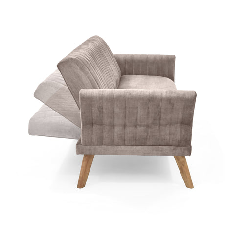 Sofá Cama Pensilvania Taupe y Matiz Caoba 205x87cm de Tres Puestos Reclinable con Apoya Brazos - SOFAS Y POLTRONAS | Bylmo