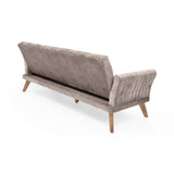 Sofá Cama Pensilvania Taupe y Matiz Caoba 205x87cm de Tres Puestos Reclinable con Apoya Brazos - SOFAS Y POLTRONAS | Bylmo
