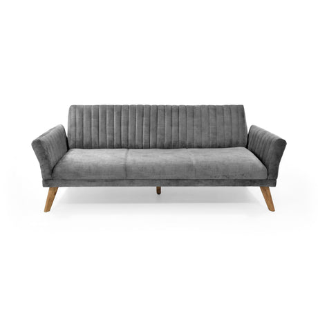Sofá Cama Pensilvania Gris y Matiz Caoba 205x87cm de Tres Puestos Reclinable con Apoya Brazos - SOFAS Y POLTRONAS | Bylmo