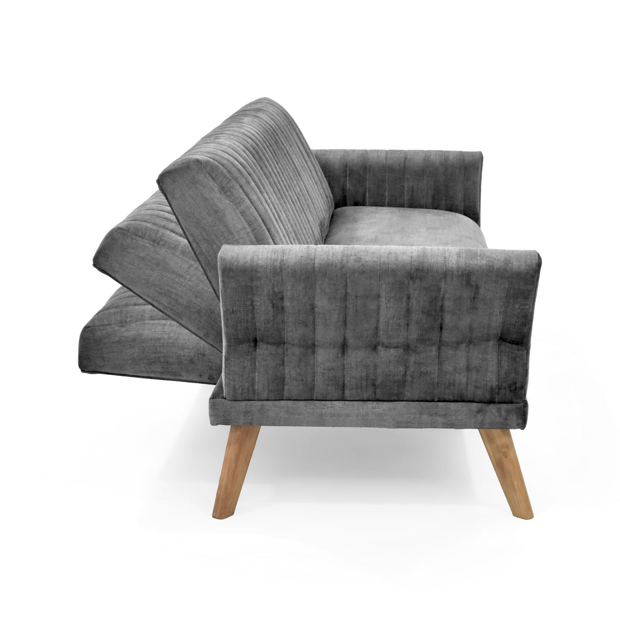 Sofá Cama Pensilvania Gris y Matiz Caoba 205x87cm de Tres Puestos Reclinable con Apoya Brazos - SOFAS Y POLTRONAS | Bylmo