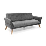 Sofá Cama Pensilvania Gris y Matiz Caoba 205x87cm de Tres Puestos Reclinable con Apoya Brazos - SOFAS Y POLTRONAS | Bylmo