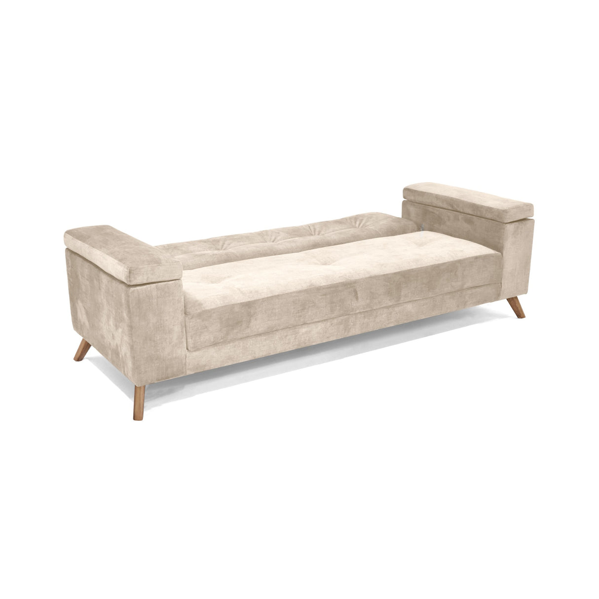 Sala Moretto Beige y Matiz Caoba 230x82cm de Tres Puestos Reclinable con Apoya Brazos - SOFAS Y POLTRONAS | Bylmo