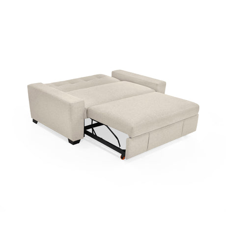 Sofá Cama Hamburgo Beige y Matiz Wengue 160x86cm de Dos Puestos Reclinable sin Apoya Brazos - SOFAS Y POLTRONAS | Bylmo