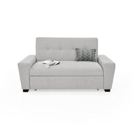 Sofá Cama Hamburgo Plata y Matiz Wengue 160x86cm de Dos Puestos Reclinable sin Apoya Brazos - SOFAS Y POLTRONAS | Bylmo
