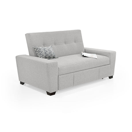 Sofá Cama Hamburgo Plata y Matiz Wengue 160x86cm de Dos Puestos Reclinable sin Apoya Brazos - SOFAS Y POLTRONAS | Bylmo