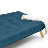 Sofá Cama Porto Azul y Matiz Natural 182x85cm de Tres Puestos Reclinable sin Apoya Brazos - SOFAS Y POLTRONAS | Bylmo