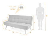 Sofá Cama Porto Azul y Matiz Natural 182x85cm de Tres Puestos Reclinable sin Apoya Brazos - SOFAS Y POLTRONAS | Bylmo