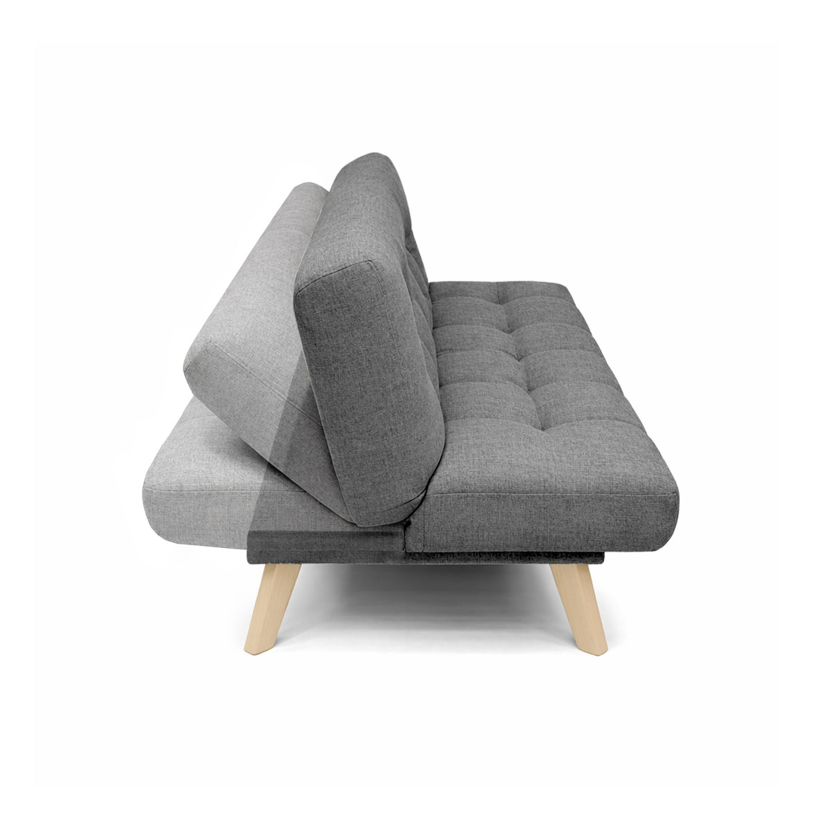 Sofá Cama Porto Gris y Matiz Natural 182x85cm de Tres Puestos Reclinable sin Apoya Brazos - SOFAS Y POLTRONAS | Bylmo