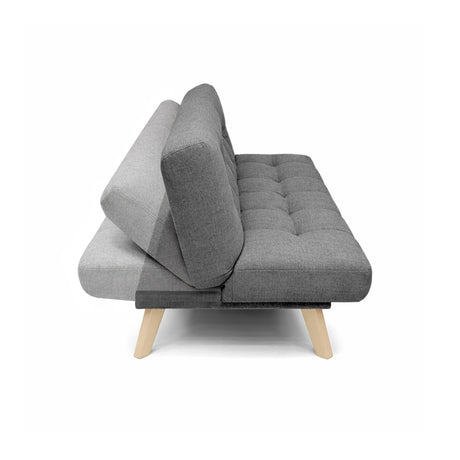 Sofá Cama Porto Gris y Matiz Natural 182x85cm de Tres Puestos Reclinable sin Apoya Brazos - SOFAS Y POLTRONAS | Bylmo