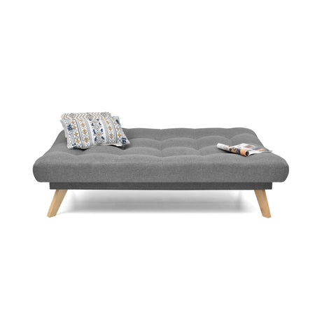 Sofá Cama Porto Gris y Matiz Natural 182x85cm de Tres Puestos Reclinable sin Apoya Brazos - SOFAS Y POLTRONAS | Bylmo