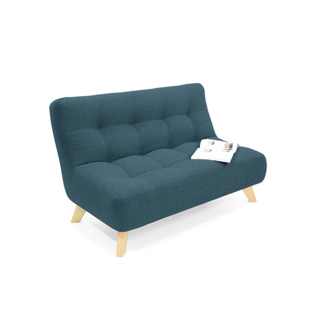 Sofá Navara Azul y Matiz Natural 121x82cm de Dos Puestos sin Apoya Brazos - SOFAS Y POLTRONAS | Bylmo