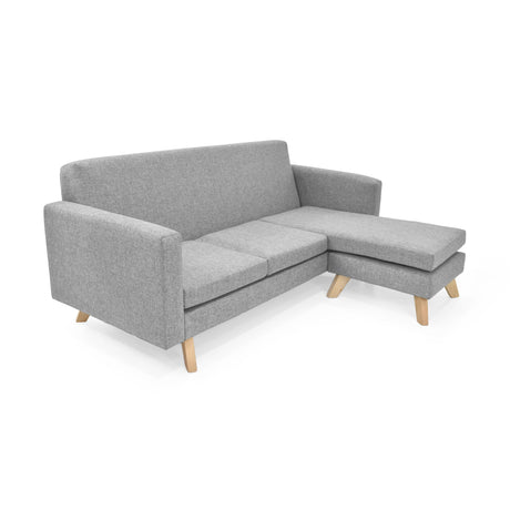 Sofá en L Burdeos Plata y Matiz Natural 192x82cm de Tres Puestos con Apoya Brazos - SOFAS Y POLTRONAS | Bylmo