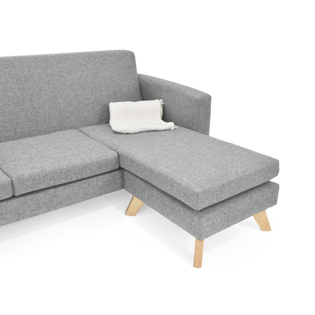 Sofá en L Burdeos Plata y Matiz Natural 192x82cm de Tres Puestos con Apoya Brazos - SOFAS Y POLTRONAS | Bylmo