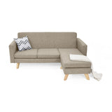 Sofá en L Burdeos Beige y Matiz Natural 192x82cm de Tres Puestos con Apoya Brazos - SOFAS Y POLTRONAS | Bylmo