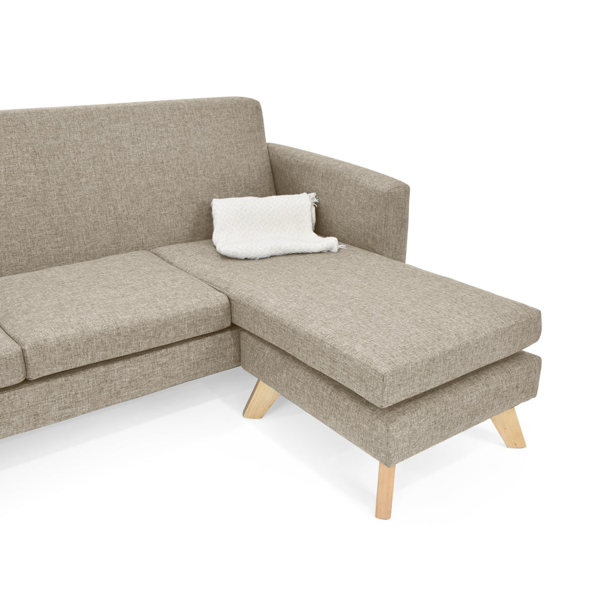 Sofá en L Burdeos Beige y Matiz Natural 192x82cm de Tres Puestos con Apoya Brazos - SOFAS Y POLTRONAS | Bylmo