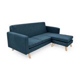 Sofá en L Burdeos Azul y Matiz Natural 192x82cm de Tres Puestos con Apoya Brazos - SOFAS Y POLTRONAS | Bylmo