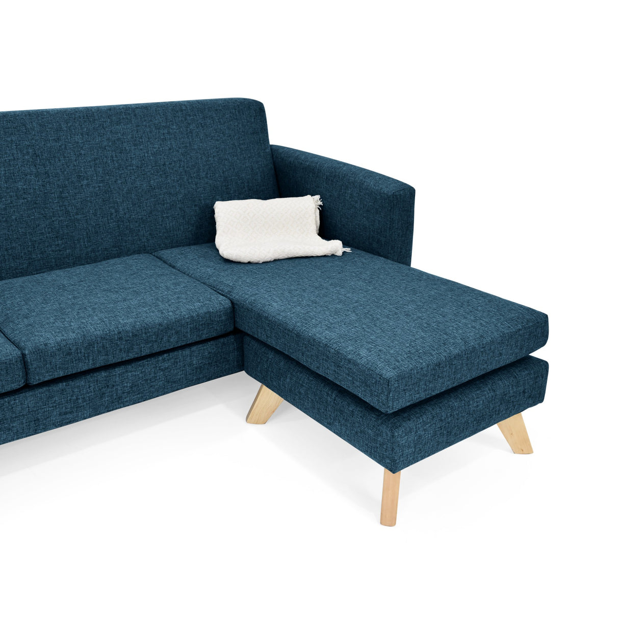 Sofá en L Burdeos Azul y Matiz Natural 192x82cm de Tres Puestos con Apoya Brazos - SOFAS Y POLTRONAS | Bylmo