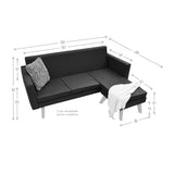 Sofá en L Burdeos Azul y Matiz Natural 192x82cm de Tres Puestos con Apoya Brazos - SOFAS Y POLTRONAS | Bylmo