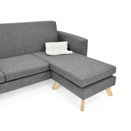 Sofá en L Burdeos Gris y Matiz Natural 192x82cm de Tres Puestos con Apoya Brazos - SOFAS Y POLTRONAS | Bylmo