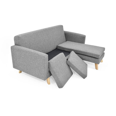 Sala Burdeos Plata y Matiz Natural 192x82cm de Tres Puestos con Apoya Brazos - SOFAS Y POLTRONAS | Bylmo