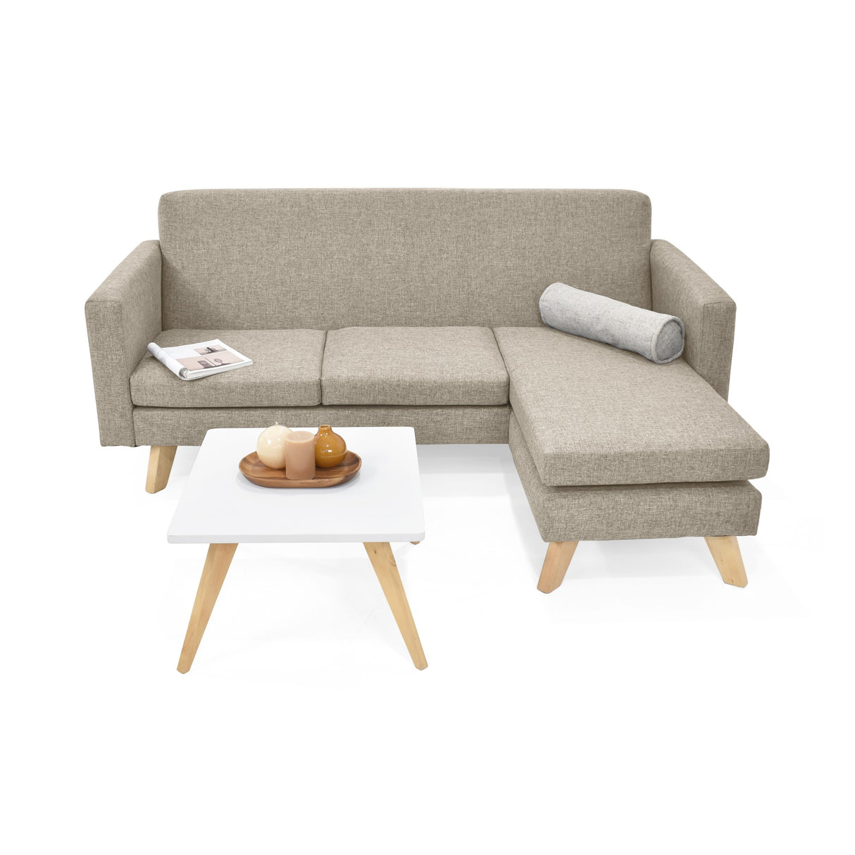 Sala Burdeos Beige y Matiz Natural 192x82cm de Tres Puestos con Apoya Brazos - SOFAS Y POLTRONAS | Bylmo