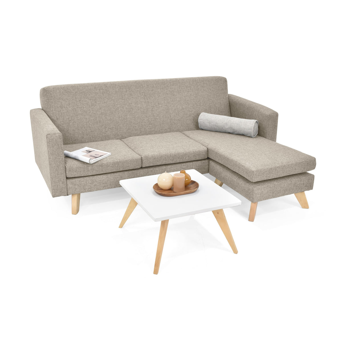 Sala Burdeos Beige y Matiz Natural 192x82cm de Tres Puestos con Apoya Brazos - SOFAS Y POLTRONAS | Bylmo