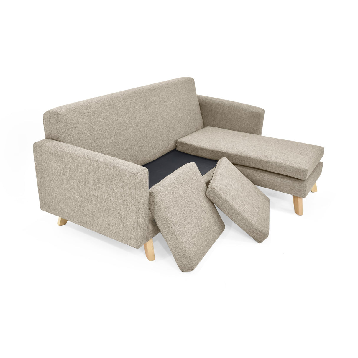Sala Burdeos Beige y Matiz Natural 192x82cm de Tres Puestos con Apoya Brazos - SOFAS Y POLTRONAS | Bylmo