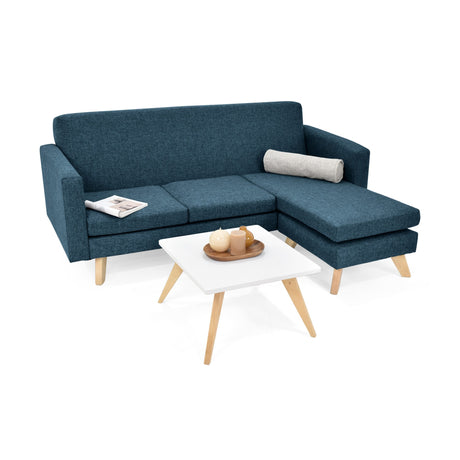 Sala Burdeos Azul y Matiz Natural 192x82cm de Tres Puestos con Apoya Brazos - SOFAS Y POLTRONAS | Bylmo