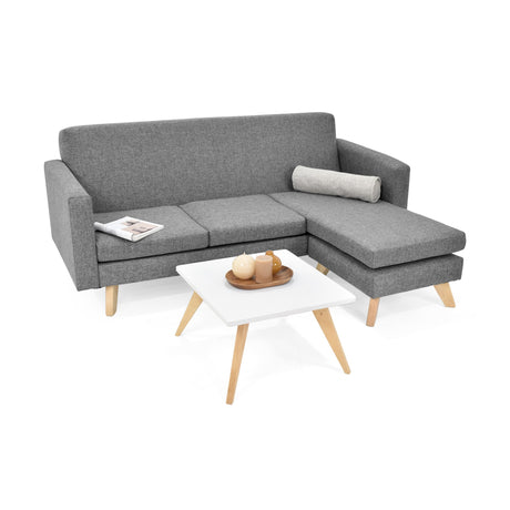 Sala Burdeos Gris y Matiz Natural 192x82cm de Tres Puestos con Apoya Brazos - SOFAS Y POLTRONAS | Bylmo
