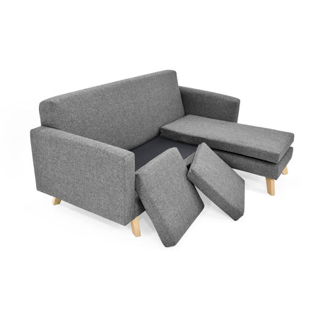 Sala Burdeos Gris y Matiz Natural 192x82cm de Tres Puestos con Apoya Brazos - SOFAS Y POLTRONAS | Bylmo