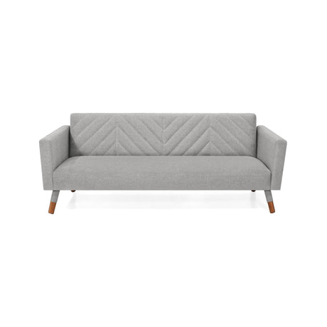 Sofá Cama Artemisa Plata y Matiz Natural 196x78cm de Tres Puestos Reclinable con Apoya Brazos - SOFAS Y POLTRONAS | Bylmo