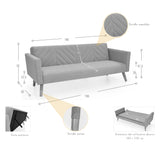 Sofá Cama Artemisa Plata y Matiz Natural 196x78cm de Tres Puestos Reclinable con Apoya Brazos - SOFAS Y POLTRONAS | Bylmo