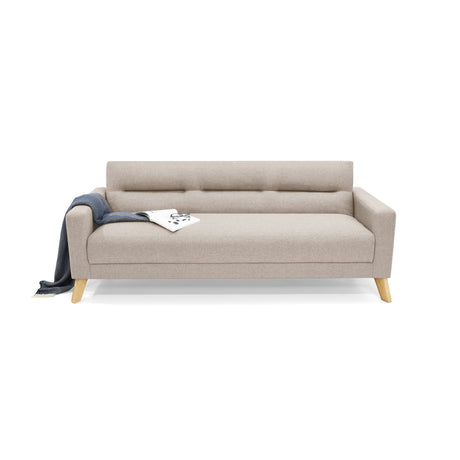 Sofá Cama Sion Beige y Matiz Natural 206x82cm de Tres Puestos Reclinable con Apoya Brazos - SOFAS Y POLTRONAS | Bylmo