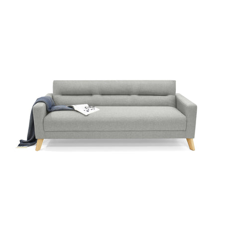 Sofá Cama Sion Plata y Matiz Natural 206x82cm de Tres Puestos Reclinable con Apoya Brazos - SOFAS Y POLTRONAS | Bylmo