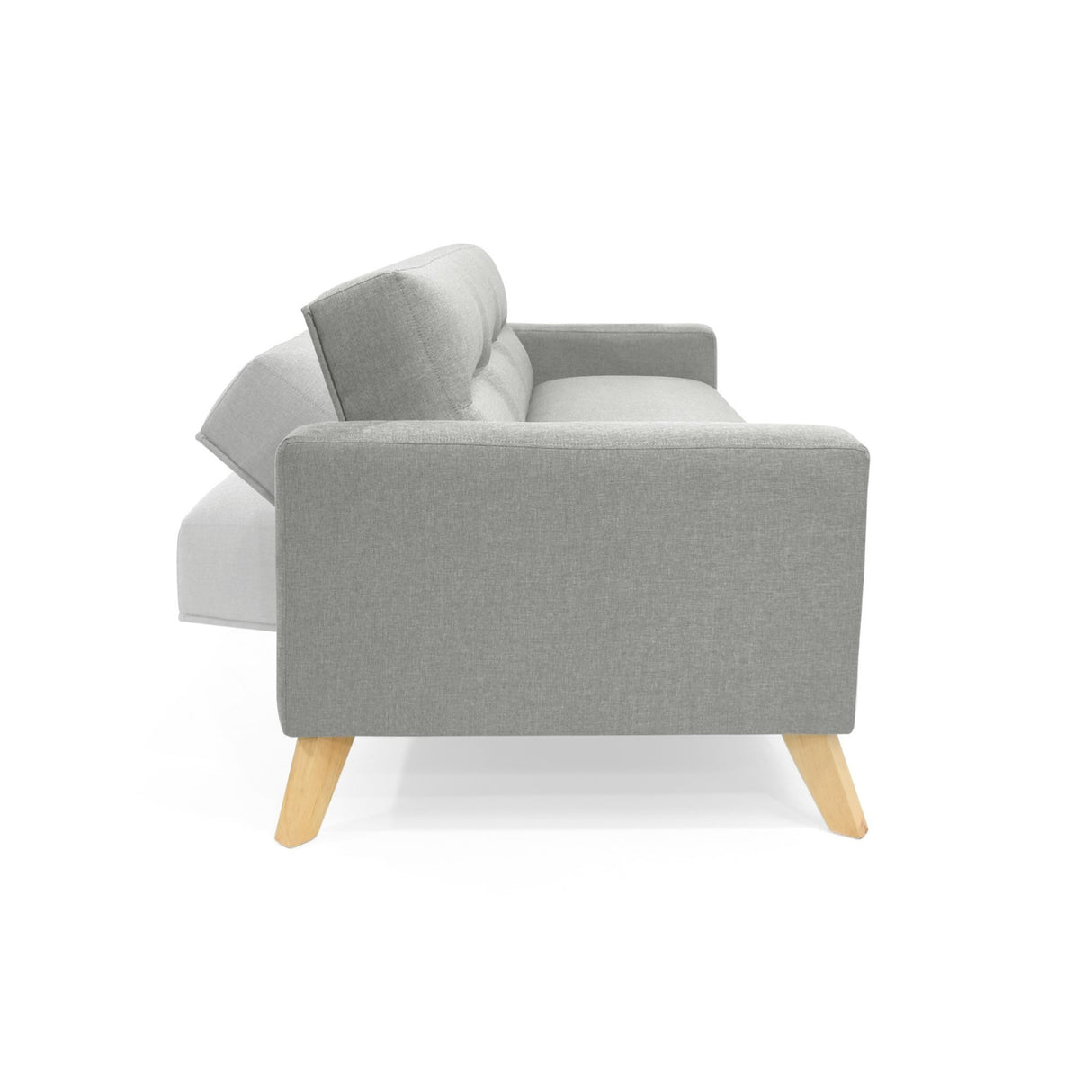 Sofá Cama Sion Plata y Matiz Natural 206x82cm de Tres Puestos Reclinable con Apoya Brazos - SOFAS Y POLTRONAS | Bylmo