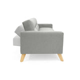 Sofá Cama Sion Plata y Matiz Natural 206x82cm de Tres Puestos Reclinable con Apoya Brazos - SOFAS Y POLTRONAS | Bylmo