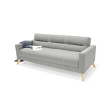 Sofá Cama Sion Plata y Matiz Natural 206x82cm de Tres Puestos Reclinable con Apoya Brazos - SOFAS Y POLTRONAS | Bylmo