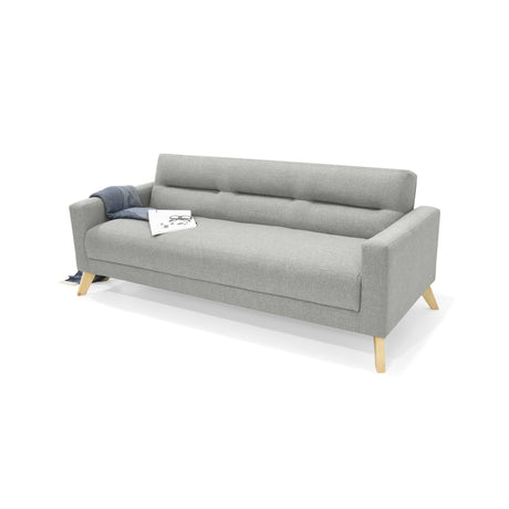 Sofá Cama Sion Plata y Matiz Natural 206x82cm de Tres Puestos Reclinable con Apoya Brazos - SOFAS Y POLTRONAS | Bylmo