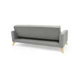 Sofá Cama Sion Plata y Matiz Natural 206x82cm de Tres Puestos Reclinable con Apoya Brazos - SOFAS Y POLTRONAS | Bylmo