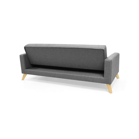 Sofá Cama Sion Gris y Matiz Natural 206x82cm de Tres Puestos Reclinable con Apoya Brazos - SOFAS Y POLTRONAS | Bylmo