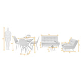 Combo Sala y Comedor Toulouse Azul y Matiz Natural 140x80cm de Dos Puestos sin Apoya Brazos con Cuatro Sillas - SOFAS Y POLTRONAS | Bylmo